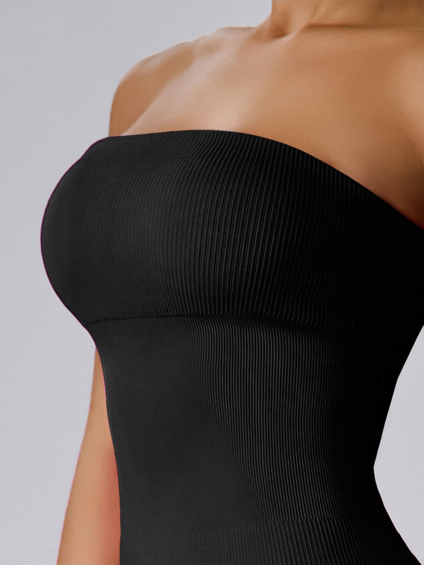 Luna™ | Combinaison évasée rembourrée sans bretelles côtelée