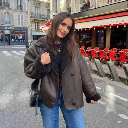 Nola™ | Veste en cuir marron