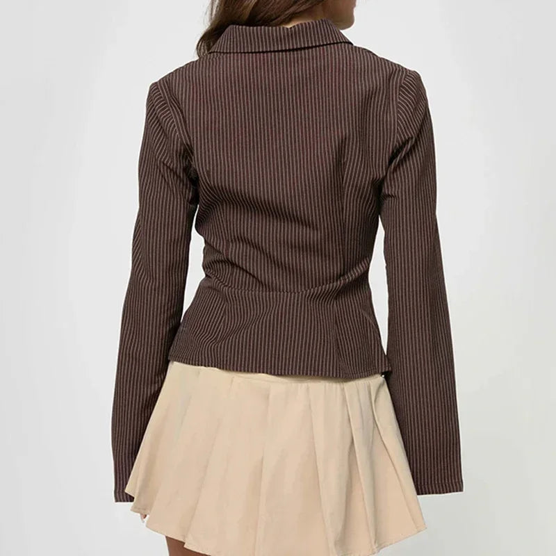 Alya™ | Haut court à rayures marron vintage