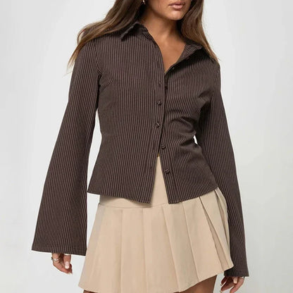 Alya™ | Haut court à rayures marron vintage