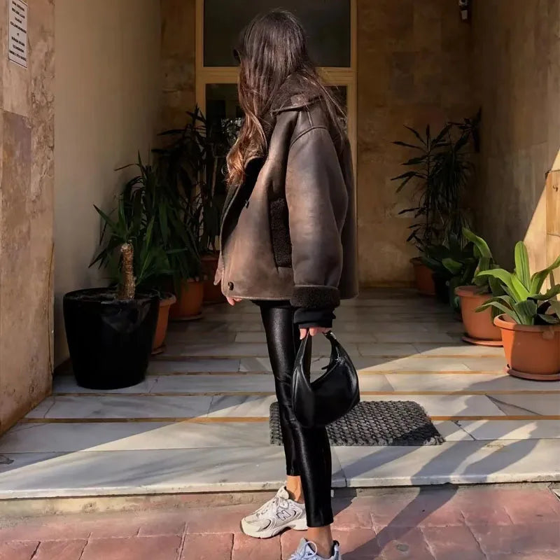 Nola™ | Veste en cuir marron