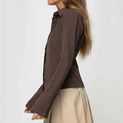 Alya™ | Haut court à rayures marron vintage